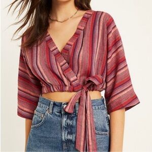 Girl Krazy Multicolor Striped Wrap Crop Top